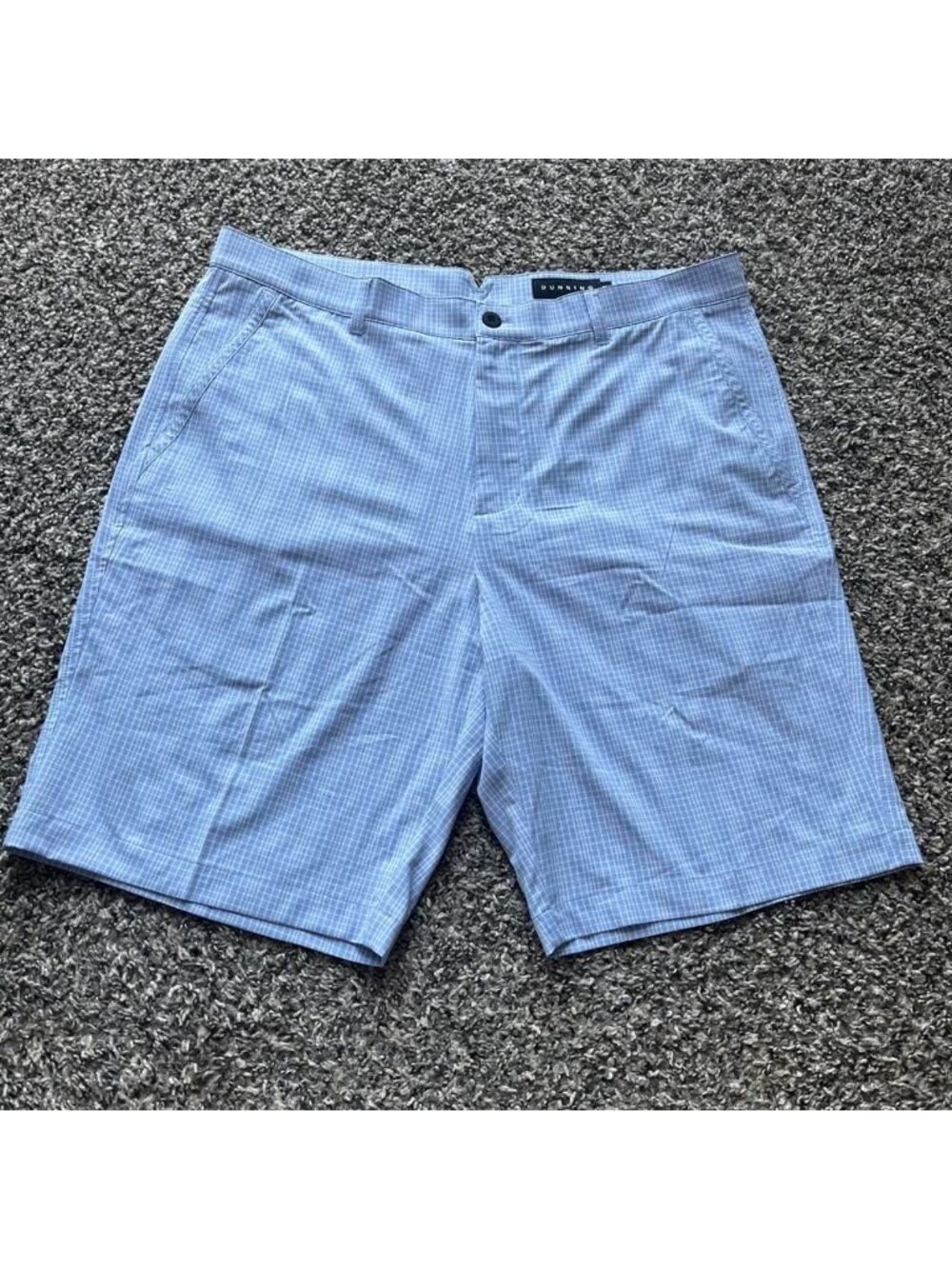 Dunning Blue Checkered Performance Shorts Size 36 Outdoors Golf Flat Front